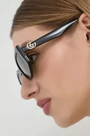 Okulary przeciwsłoneczne - Gucci okulary przeciwsłoneczne damskie kolor czarny - miniaturka - grafika 1