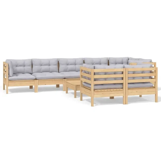 Ogrodowy zestaw wypoczynkowy z litego drewna sosnowego, szary 63,5 x 63,5 x