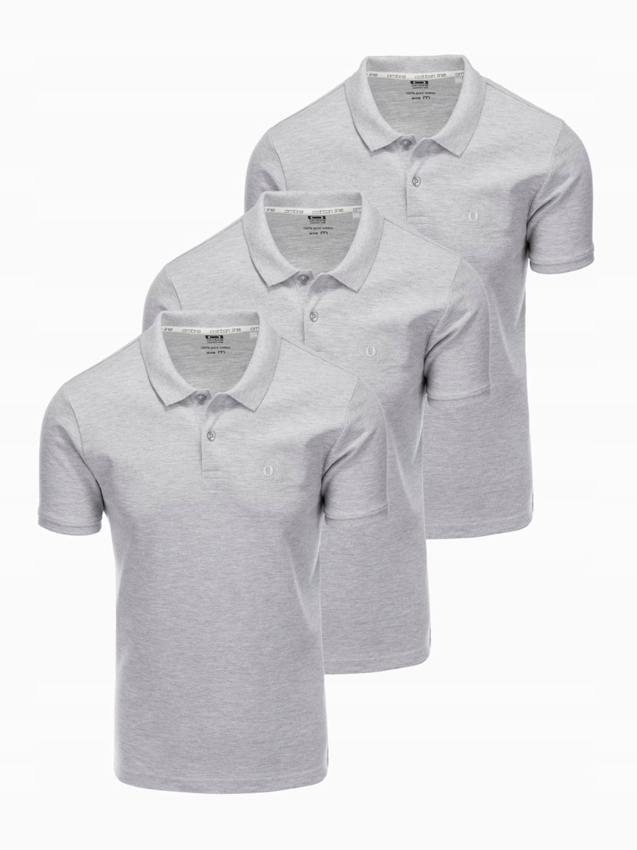 Zestaw koszulek bawełnianych polo 3-pak szare V11 Z28 XXL