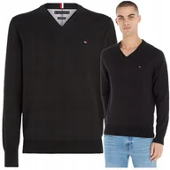 Swetry męskie - tommy hilfiger sweter meski vneck czarny sweterek meski tommy tommy hilfiger sweter meski vneck czarny sweterek meski tommy r.M - miniaturka - grafika 1
