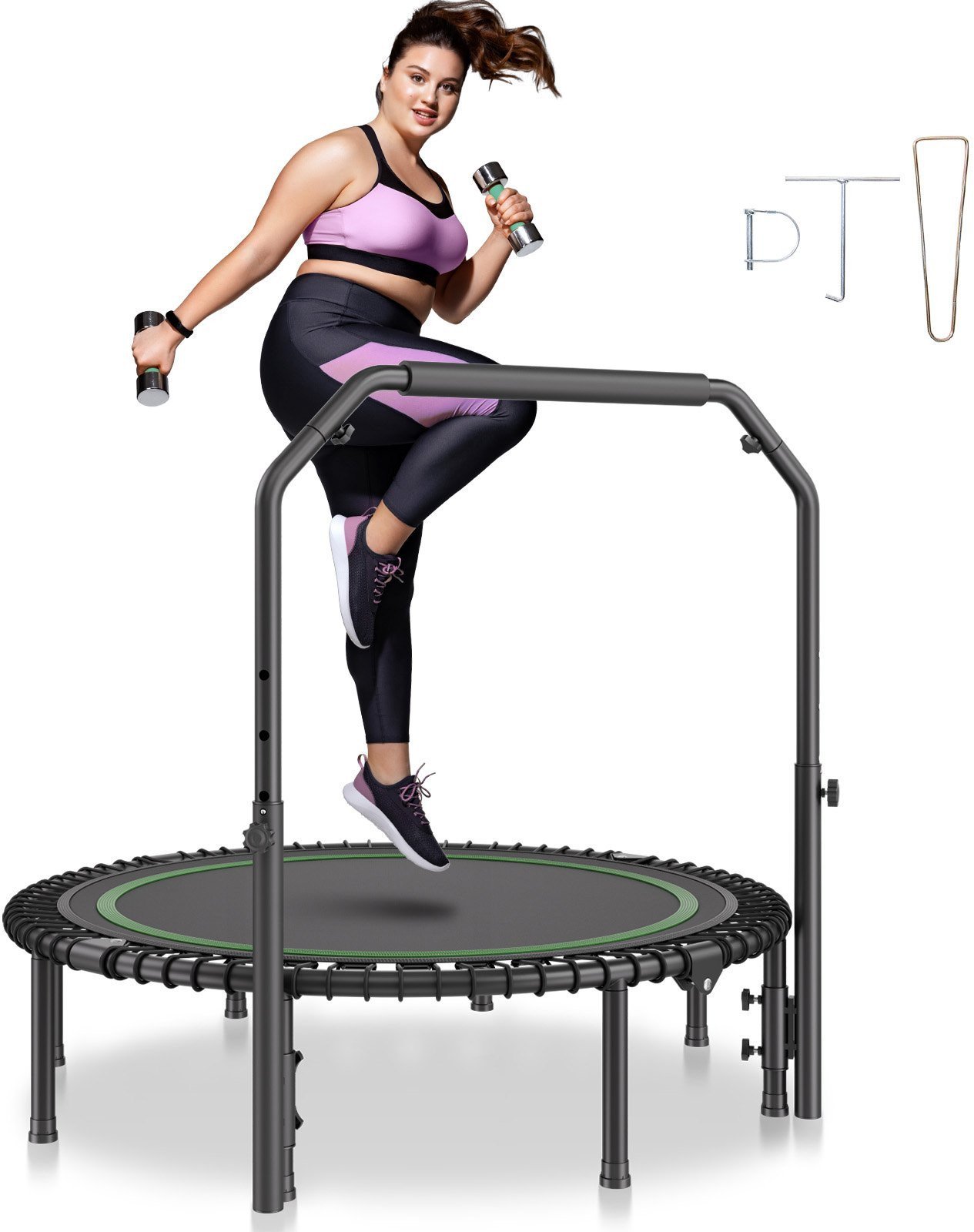 VEVOR Trampolina mocna fitness z regulowanym uchwytem 129 cm