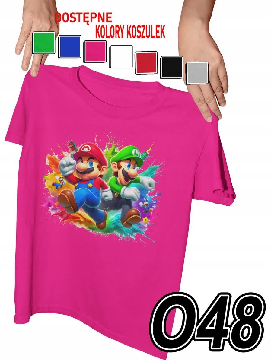 Koszulka Dziecięca Z Nadrukiem Super Mario Luige Gry Różne - L 146-152