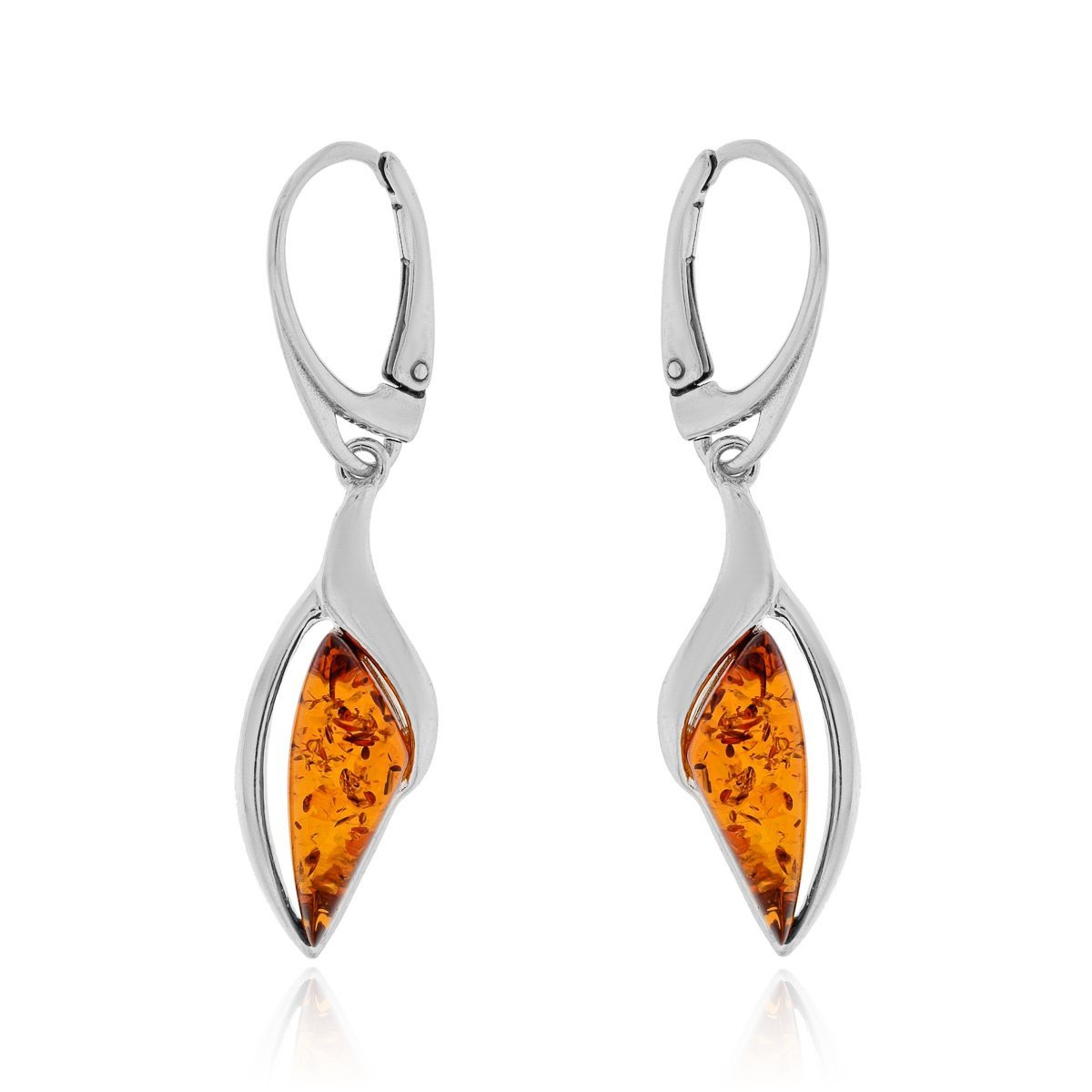 Srebrne kolczyki z bursztynem bigiel pr. 925