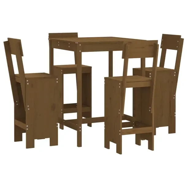 Zestaw Mebli Barowych z Litego Drewna Sosnowego, Miodowy Brąz, 82,5x82,5x1