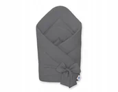 Rożki i beciki - Dwustronny rożek dla niemowląt miękki bawełniany z wiązaniem - antracyt - miniaturka - grafika 1