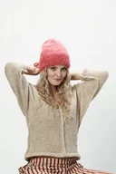 Czapki damskie - Alpaka czapka Sylwia - brudny róż - miniaturka - grafika 1