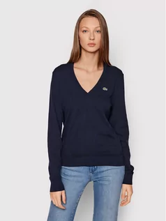 Swetry damskie - Lacoste Sweter AF7013 Granatowy Regular Fit - grafika 1