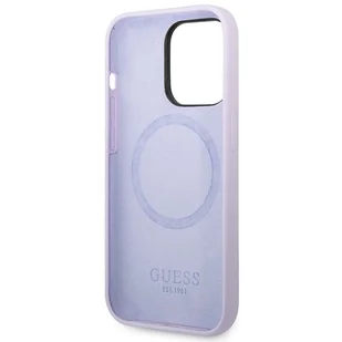 Guess GUHMP14LSBPLU iPhone 14 Pro 6,1" fioletowy/purple hard case Silicone Logo Plate MagSafe - Etui i futerały do telefonów - miniaturka - grafika 7
