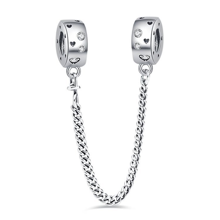 Łańcuszek Zabezpieczający Charms Separator Srebro 925 Serce