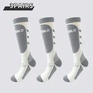 Pozostała odzież narciarska - TEMU Zestaw 3 par grubych, ciepłych, czarnych, białych i szarych profesjonalnych skarpetek narciarskich do użytku na zewnątrz. Sportowe legginsy typu - miniaturka - grafika 1