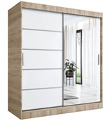 Szafy - Szafa przesuwna 180 cm dąb sonoma + biały C1-M28 - miniaturka - grafika 1