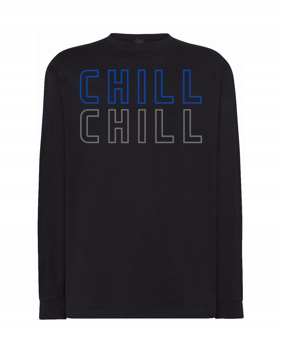 Longsleeve męski fajny nadruk napis CHILL r.XXL