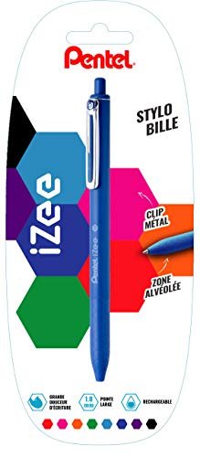 Pentel IZee długopis, wysuwany, z metalowym klipsem, blister de 1 niebieski