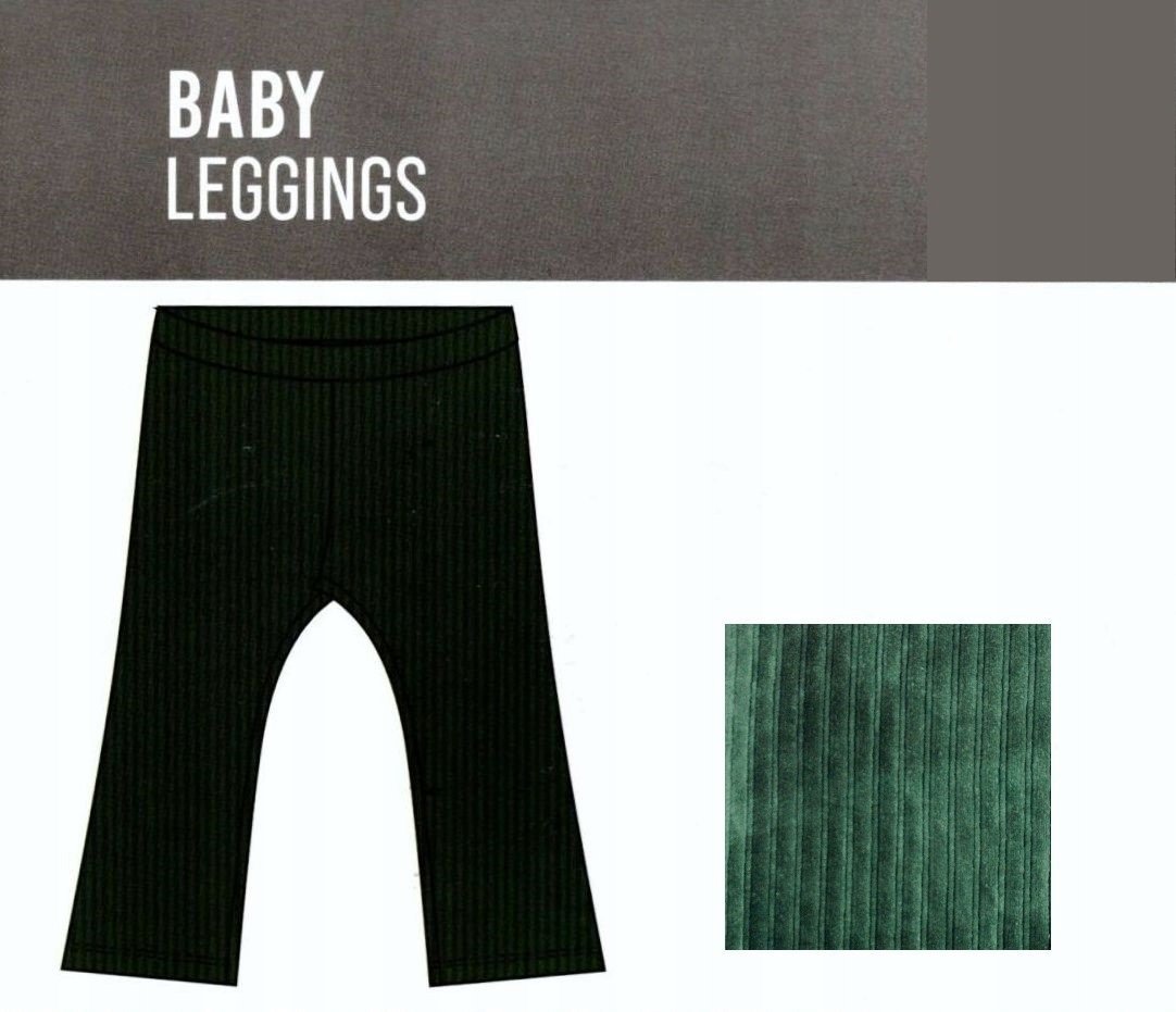 Modne spodenki dzwony legginsy niemowlęce welurowe w prążki zielone 86