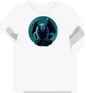 Koszulki i topy damskie - Koszulka damska biała z grafiką gargulca o turkusowych oczach M - miniaturka - grafika 1