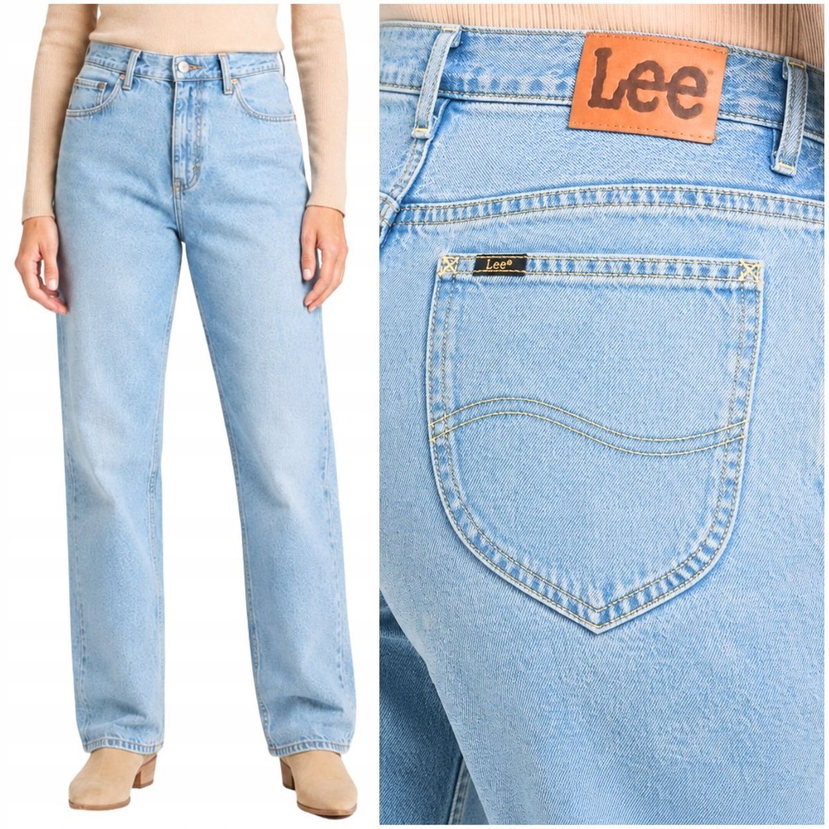 Lee Rider Classic wysokie proste luźne damskie spodnie jeansowe W25 L33