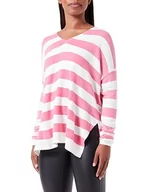 Swetry damskie - Bestseller A/S Damski sweter ONLAMALIA L/S V-Neck CC KNT, różowy Azalea Pink/Stripes:Cloud Dancer, S, Azalea Pink/Stripes:cloud Dancer, S - miniaturka - grafika 1