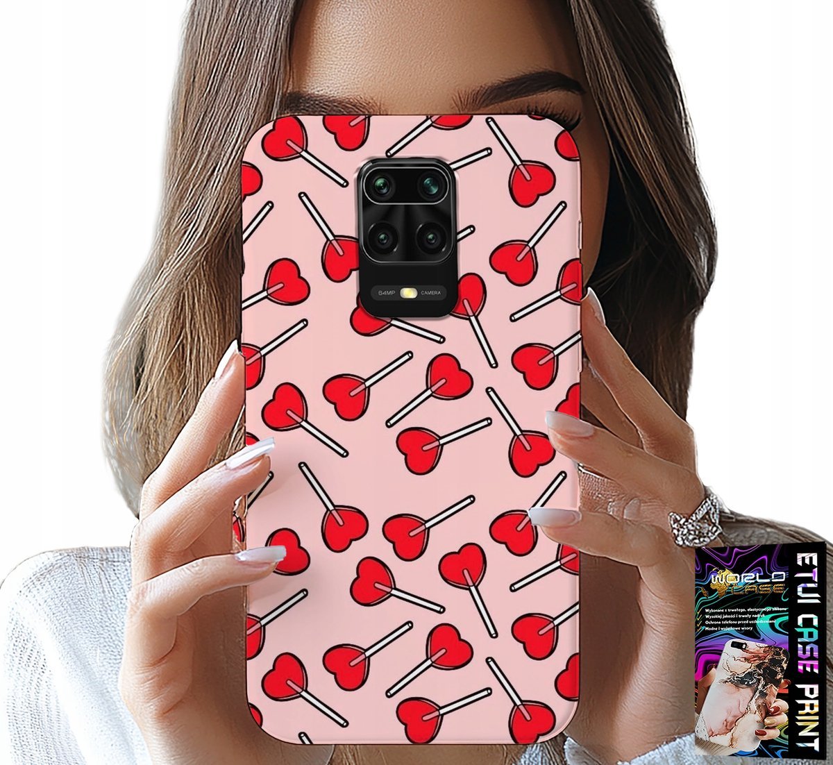 ETUI DO XIAOMI NOTE 9 PRO / 9S - KOBIECE, MODNE WZORY LIZAKI W SERCA CASE