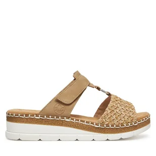 Klapki Rieker V1243-60 Beżowy - Klapki i japonki damskie - miniaturka - grafika 1