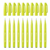 Długopisy - Pentel SES15C-K2X Brush Sign Pen limonkowa zieleń, długopis z włókien, końcówka przypominająca pędzel, 1 jednostka = 10 sztuk - miniaturka - grafika 1