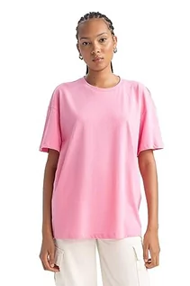 Koszulki i topy damskie - DeFacto Damska koszulka – klasyczna koszulka oversize dla kobiet – wygodna koszulka dla kobiet, Rosa, XS - grafika 1