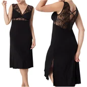 Bielizna nocna - Koszulka Nocna Mefemi PETRA długa czarna - Roz.M - miniaturka - grafika 1