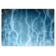 Podnóżki, podpórki, podkładki - Mata na podłogę pod krzesło Niebieskie pioruny 100x70 cm - miniaturka - grafika 1