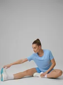 Koszulki sportowe damskie - 4F Koszulka treningowa loose szybkoschnąca damska - niebieska XS - miniaturka - grafika 1