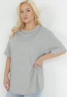 Koszulki i topy damskie - Szary Bawełniany T-shirt z Krótkim Rękawem Lutokia - miniaturka - grafika 1