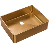 Umywalki - Luisa Umywalka 48x37 ze stali nierdzewnej szczotkowana miedź - miniaturka - grafika 1