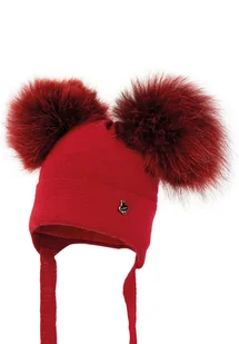 Czapka dla dziecka na zimę FELIPA z dwoma pomponami bordo - Czapki dla dzieci - miniaturka - grafika 1