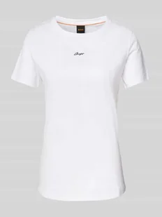 T-shirt z wyhaftowanym logo model ‘Elogo’ - Koszulki i topy damskie - miniaturka - grafika 1