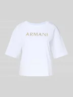 Koszulki i topy damskie - T-shirt o pudełkowym kroju z obszyciem kamieniami stras - miniaturka - grafika 1