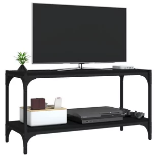 Lumarko Szafka pod TV, czarna 80x33x41 cm materiał drewnopochodny/ stal - Szafki RTV - miniaturka - grafika 5