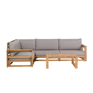 Beliani Meble ogrodowe brązowe - drewniane - tarasowe - sofa + stół - TIMOR brązowy - Meble ogrodowe - miniaturka - grafika 1