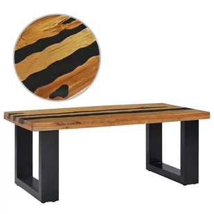 vidaXL Stolik kawowy, 100x50x40 cm, drewno tekowe i kamień wulkaniczny - Ławy i stoliki kawowe - miniaturka - grafika 1