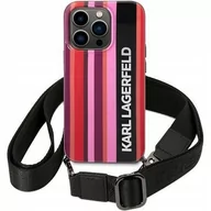 Etui i futerały do telefonów - Karl Lagerfeld  Etui do iPhone 14 Pro 6,1" hardcase różowy/pink Color Stripes Strap - miniaturka - grafika 1