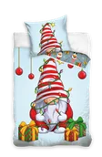 Pościel - Pościel 140x200 bawełniana Renifer zimowy wzór świąteczna z mikołajem elfy - miniaturka - grafika 1