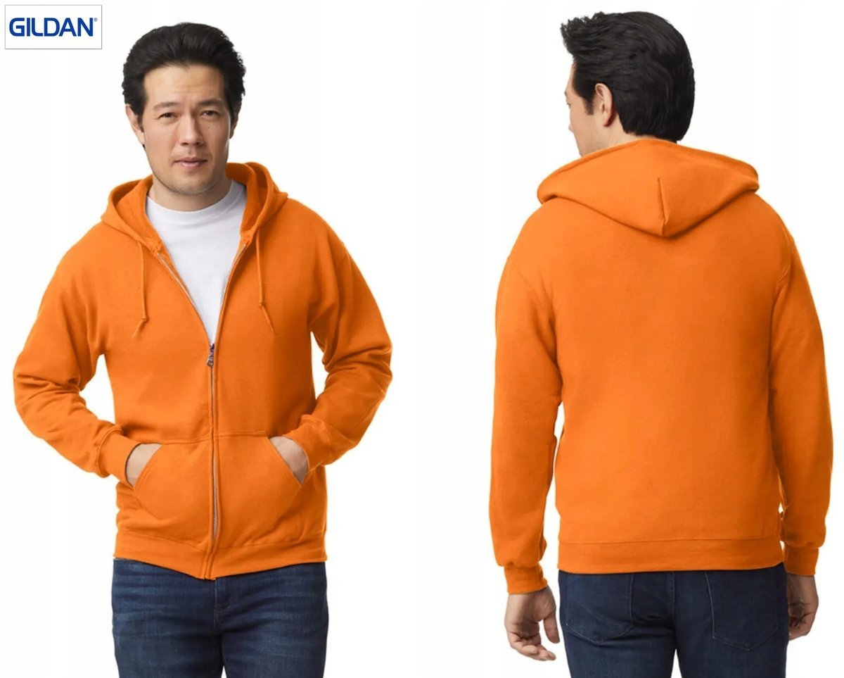Bluza Rozpinana z Kapturem KOLORY Gildan HEAVY 18600 SAFETY ORANGE XL