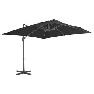 vidaXL Parasol wiszący z aluminiowym słupkiem 3x3 m czarny 47000 - Parasole ogrodowe - miniaturka - grafika 1