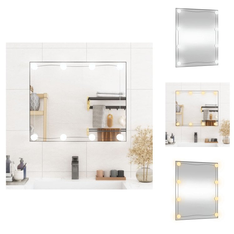 vidaXL Lustro ścienne z oświetleniem LED 50x60 cm szklane prostokątne - Lustro