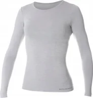 Koszulki i topy damskie - Brubeck LS11610 Koszulka damska z dugim rkawem COMFORT WOOL popielaty L - miniaturka - grafika 1