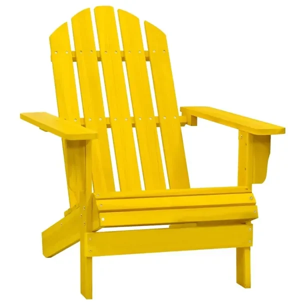 Krzesło Adirondack z Litego Drewna Jodłowego, Żółte, 69,5x86,5x89,5 cm