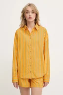 Koszule damskie - Silvian Heach koszula bawełniana TANDAM damska kolor pomarańczowy relaxed z kołnierzykiem klasycznym GPP25446CA - miniaturka - grafika 1