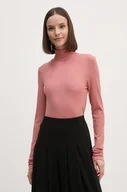 Bluzki damskie - Calvin Klein longsleeve damski kolor różowy z półgolfem K20K207747 - miniaturka - grafika 1
