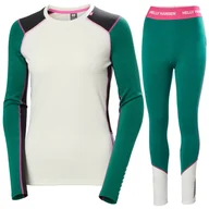 Pozostała odzież narciarska - Helly Hansen Lifa Merino Midweight Crew, komplet damski, zielony - miniaturka - grafika 1