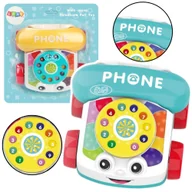 Zabawki interaktywne dla dzieci - KOLOROWY TELEFON NA KÓŁKACH DO CIĄGNIĘCIA DLA DZIECI - miniaturka - grafika 1