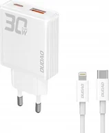 Ładowarki do telefonów - Ładowarka Dudao Ładowarka sieciowa GaN Dudao A30EUL 30W USB-A / USB-C + kabel USB-C - Lightning - biała - miniaturka - grafika 1