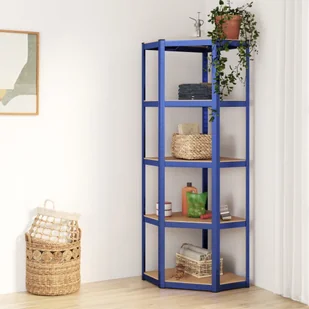 The Living Store Regał narożny z 5 półkami - niebieski - materiał drewnopochodny - Regał Magazynowy - Szafy i regały magazynowe - miniaturka - grafika 1