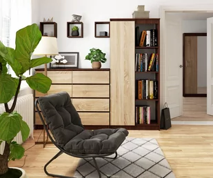 REGAŁ BIUROWY R 80 cm CLP 1 DRZWI 4 PÓŁKI WENGE / SONOMA - Regały biurowe - miniaturka - grafika 8